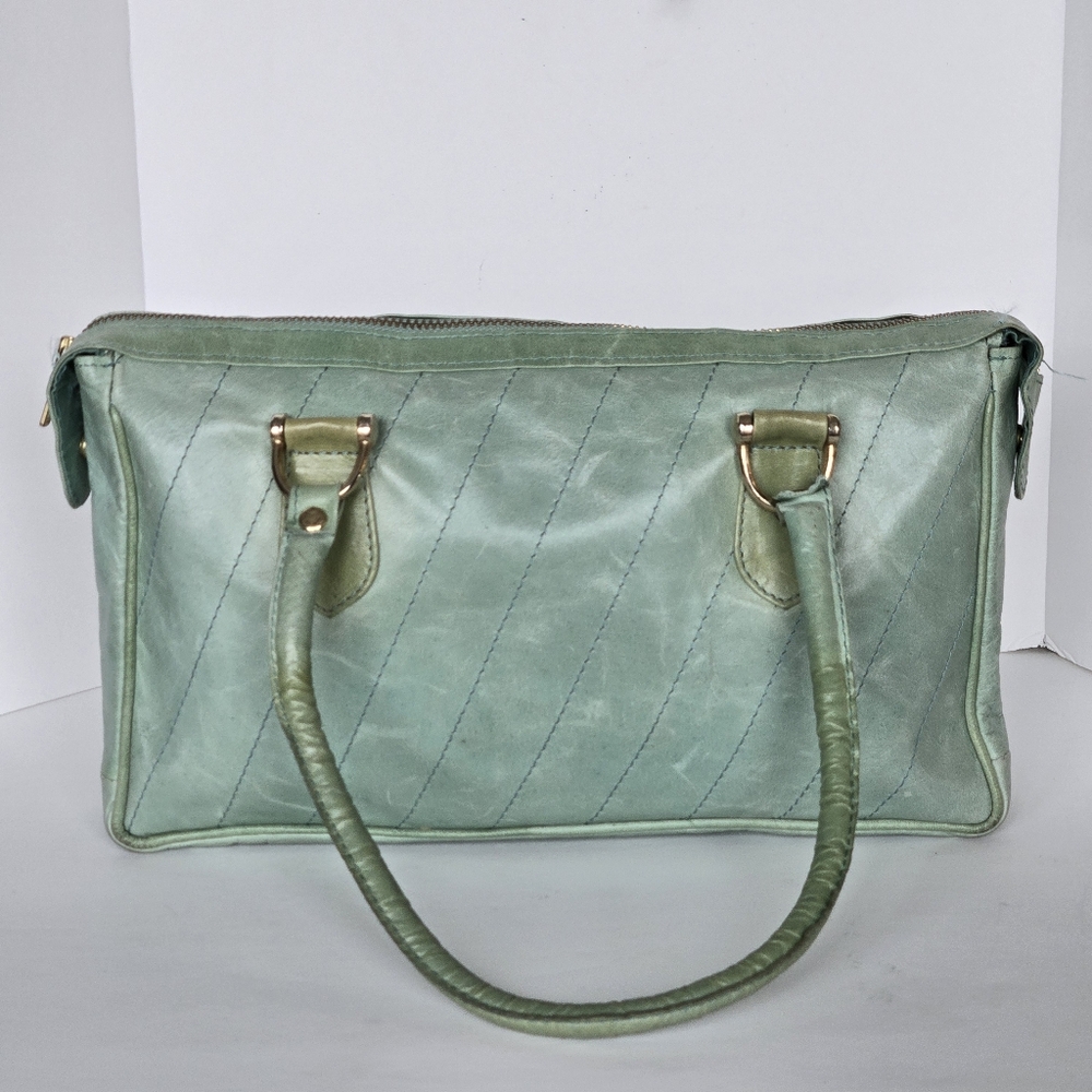 Soft Green Leather Women's Handbag 12"